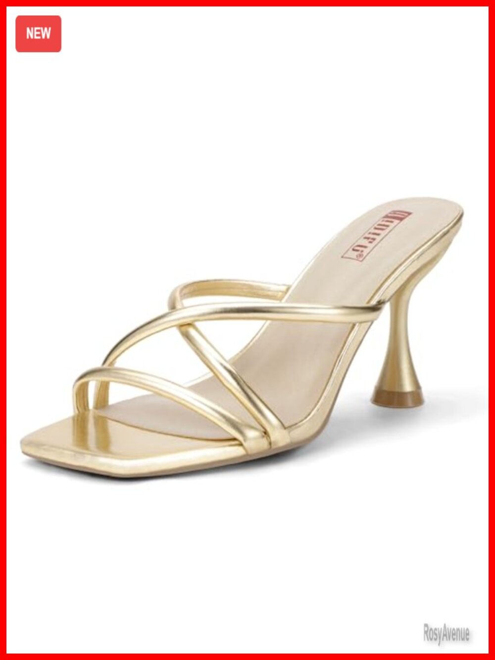 Kitten Heel Strappy Sandals Square Open Toe Slip-On Dress Heels